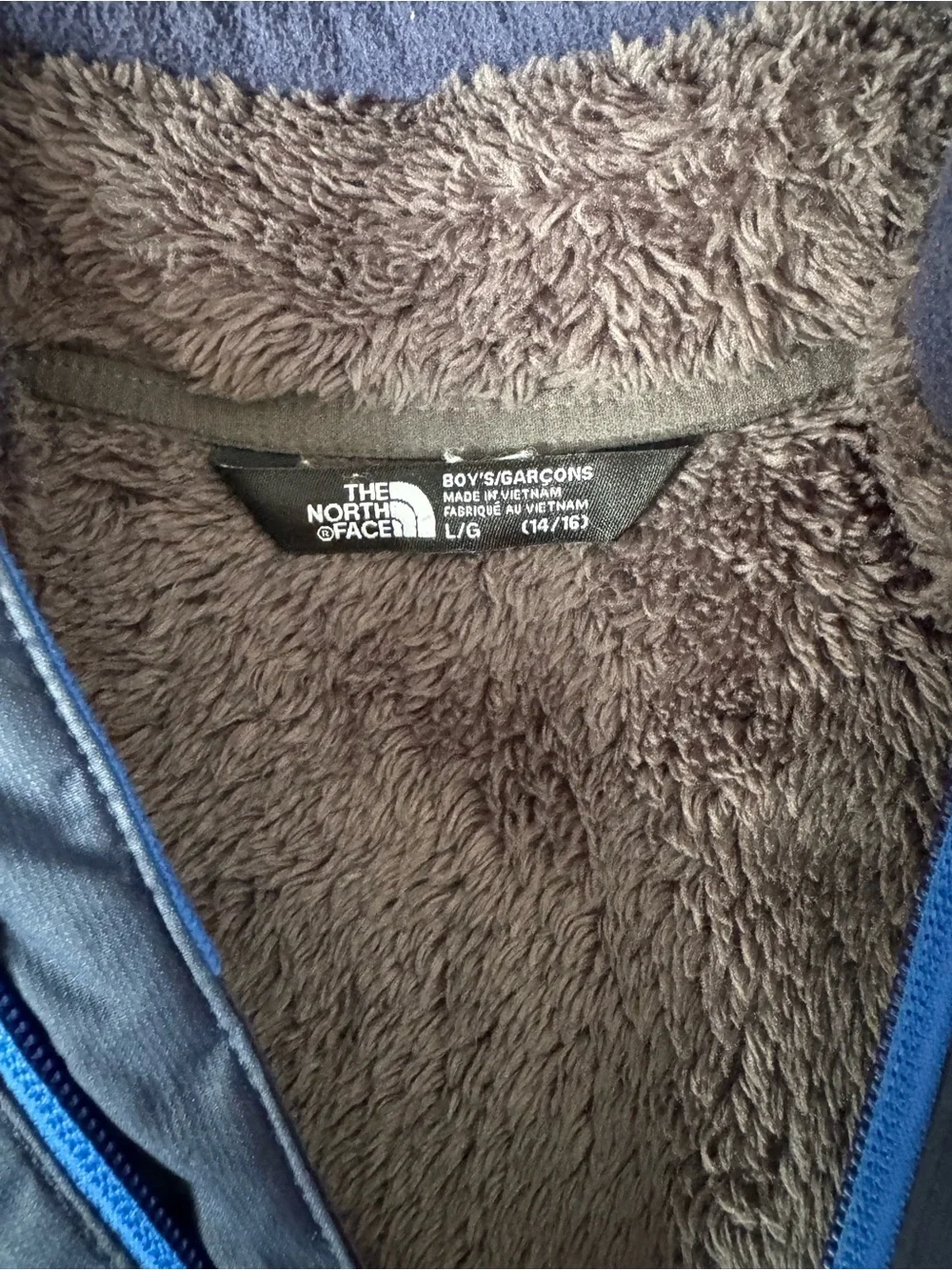 The North Face Blue and Black Kids' Hooded Jacket with Removable Lining